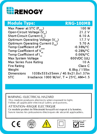 photovoltaic panel label